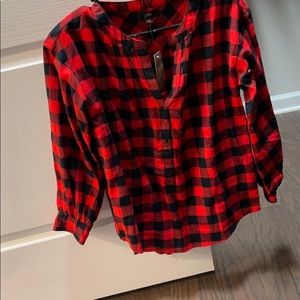 NEW WITH TAGS J Crew Red Buffalo Check Popover XXS